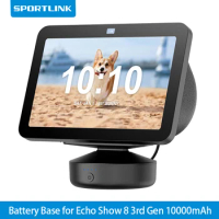 SPORTLINK Chargerable Battery Base Dock Black for Amazon Echo Show 8 3rd Generation Smart Speaker 10 Hours Standby 10000mAh