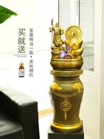 超大金色流水擺件座式忠義武財神開業禮物財源滾滾室內家用別墅