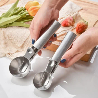Stainless Steel Ice Cream Spoon Watermelon Spoon Digger Nonstick Fruit Ice Ball Maker Ice Hockey Machine Biscuit Ice Cream Spoon