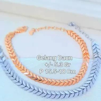 Gelang sisik Daun Leaf emas putih rosegold 750 kadar 17k 10,1gr-Rose-15-18cm