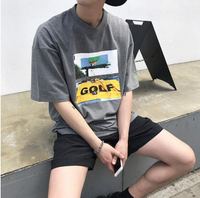 FINDSENSE MD 韓國 休閒 時尚 男 簡約 GOLF圖案印花 短袖T恤 特色T恤 字母T