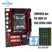 KEYIYOU LGA2011-3 X99 H629 Motherboard with combo kit set XEON E5 2690 V4 32GB 2400MHz (4*8G) DDR4 REG ECC RAM NVME NGFF USB 3.0