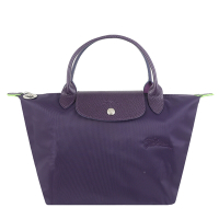 Longchamp LE PLIAGE 紫色再生尼龍刺繡短把水餃包(小)