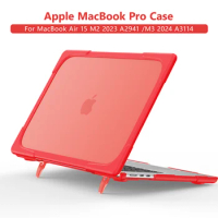 Laptop Case for Apple MacBook Air 15 M3 2024 A3114 M2 2023 A2941 Micro Clip Design Cover Hard PC+Soft TPU Bracket Stand Non-slip