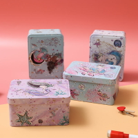 桌面收納盒整理盒可愛帶蓋口紅化妝品證件零食儲物盒鐵盒子小盒子
