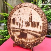 Ilusi 3D Ukiran Kayu Ilustrasi Art Ka'bah 25 x 25 cm