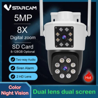 Vstarcam 5MP 8X Zoom Wifi PTZ Camera Outdoor Dual Lens Wireless Smart Home CCTV IP Camera Security Protection AI Auto Tracking