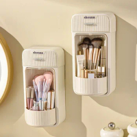 ECHOME Storage Box Wall-mounted Rotating Traceless Adhesive Vanity Organizer Cosmetic Storage and Display Shelf Makeup Organizer
