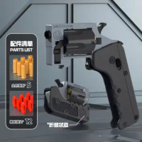 2024 New Foldable Lifecard Revolver Switch Toy Gun Soft Bullet Pistol Shell Ejection Launcher for Boys Adults Gifts