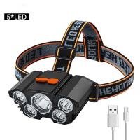 Headlamp Senter LED Kepala Headlamp 5 XPG Rechargeable