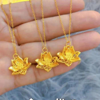 24k pure gold lotus flower pendants for women 999 real gold flowers pendant fine gold jewelry