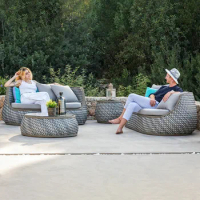 Outdoor Sofa Courtyard Rattan Waterproof Balcony Leisure Single Bed Combination Nordic Outdoor Furniture