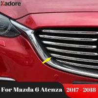 Front Center Grille Grill Cover Trim For Mazda 6 Atenza 2017 2018 Chrome Car Racing Grills Molding Garnish Strip Accessories
