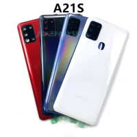 New For Samsung Galaxy A21S A217 SM-A217F Plastic Battery Back Cover A21S Rear Door Housing Case Camera Frame Adhesive Replace