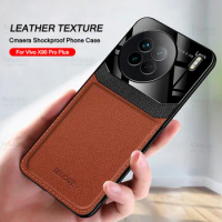 Plexiglass Back Leather Case For Vivo X90 Pro VivoX90 X90Pro Plus X 90 90X 5G Silicone Frame Bumper Shockproof Phone Cover Coque