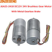 DC12V 24V Brushless Gear Motor Speed Reduction Geared Motor with Metal Gearbox Brake JGA25-2418 Bldc motop