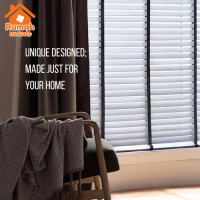 1 Panel Tirai Kayu Putih White /Timber Blind 100% Basswood/Kayu Asli Dengan Pita Hitam Modern Untuk