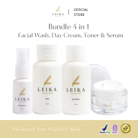 Leika Skincare 4 in 1 Glowing Day Cream, Glowing Serum, Facial Wash & Toner Resmi BPOM Halal MUI