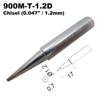 Soldering Tip 900M-T-1.2D Chisel 1.2mm for Hakko 936 907 Milwaukee M12SI-0 Radio Shack 64-053 Yihua 936 X-Tronics 3020 Iron Bit