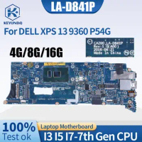 P54G I3 I5 I7 7th Gen For DELL XPS 13 9360 Notebook Mainboard CAZ00 LA-D841P 0VMMP2 0R7K59 W/4G/8G/16G Laptop Motherboard Tested