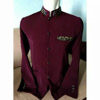 Terbaru!!! jasko marun krah dan saku batik - marun, S