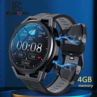KAIMORUI 4GB Memory Smart Watch With Wireless Earphone Local Music Playback Watch NFC Bluetooth Call smartwatch For Android IOS