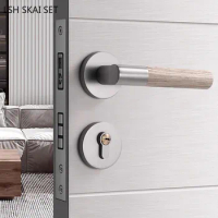 Zinc Alloy Magnetic Door Lock Bedroom Mute Security Door Locks Indoor Door Handle Deadbolt Lockset Furniture Hardware Supplies