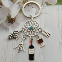 New fashion European and American cocktail wine bottle opener charm A-Z letter enamel bar keychain