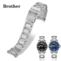 High Quality Stainless Steel Watch Band 21mm for Longines HydroConquest Conquest L3.781 782 642 Silver Solid Watch Straps