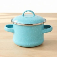 Chefina Panci Enamel Lovey turquoise White Speckles diameter 12 cm
