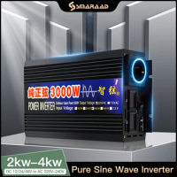 Pure Sine Wave Inverter 2000W 3000W 4000W Power DC 24V 48V To AC 220V Voltage 50/60HZ Converter Solar Car Inverters With LED Dis