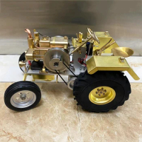 1.6CC Brass Gas Roller Tractor Model Horizontal Water Cooled Single Cylinder Internal Combustion Engine T12 Model Toy Gift
