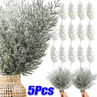 1/5Pcs Artificial Pine Needles Branches Christmas Tree Green Leaves Fake Pine Stems DIY Garland Garden Home Party Decoration
