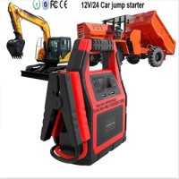 12/24V Jump Starter for Excavator Backhoe Loader Wheel Loader 5000 Peak Amp Can Start Van/Bus/Tank/Pickup/Tanker SOS Lighting