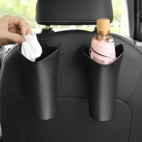 Car Trash Bin Garbage/umbrella Storage Bucket Box Plastic Hanging Round Trash Can Type Auto Car Interior Accessories