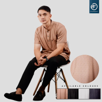AzzamApparel Baju Koko Medang Lengan Pendek Motif Embos