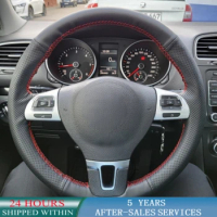 Customized Car Steering Wheel Cover Anti-Slip For Volkswagen Golf 6 Mk6 VW Polo Sagitar Bora Santana Jetta MK5 Car Accessories