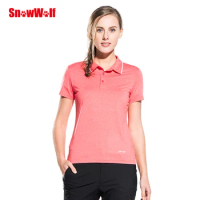 SNOWWOLF Outdoor Summer Women Short Sleeve T-Shirt Quick-dry UV Protection Breathable Solid Female Polo T Shirt