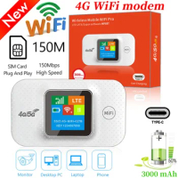 4G Lte Mobile WIFI Router 150Mbps 4G LTE Wireless Router 3000mAh Portable Pocket MiFi Modem Mobile Hotspot with Sim Card Slot