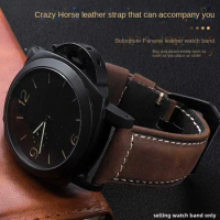 Dark brown Frosted Vintage Leather watch strap For Panerai JEEP Seiko Breitling Diesel Men's watchband 22mm 24mm 26mm Blue khak