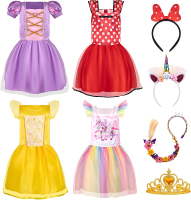 Princess Dress Up for Girls - Princess Dresses Clothes Costumes with Crown for toddlers Little Girl 