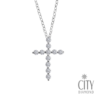 City Diamond引雅【Belief十字架系列】11顆十字架鑽石白K項鍊