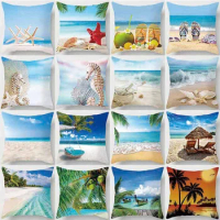 Beach, landscape printing, pillowcases, home decoration, car sofa cushion cover 40x40cm