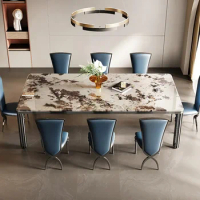 Light Luxury Post-Modern Marble Dining Table And Chairs Combination Of Simple High-Grade Rectangular Dining Table