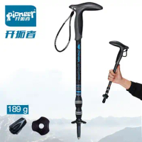 1 Pcs Pioneer T-handle Carbon Fiber Walking Stick Telescopic Quick Lock Ultralight Trekking Pole 49cm-100cm