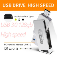 Rotate USB Flash Drives USB-C Pendrive 64GB 128GB USB3.0 Type-C High Speed Pen Drives 2in 1 U-Disk for iPhone/Laptops Free Shipp