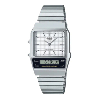 【CASIO 卡西歐】雙顯指針錶 不鏽鋼錶帶 碼錶鬧鈴 兩地時間 生活防水(AQ-800E-7A)