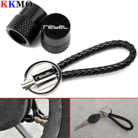 REBEL Accessorie Motorcycle Keychain &amp; CNC Tire Valve Caps For Honda Rebel 300 Rebel 500 Rebel 1100 CMX 300 500 1100