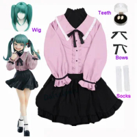 Anime Miku Cosplay Wig Vampire Miku Cosplay Costume Accessories Figure Suit Pink Kawaii Dress Girls Uniform Halloween Costume