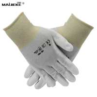 New Anti static Nylon Knitted Gloves Electronic Working Gloves Phone Repair Tools PU Palm Coated Finger Protective Gloves